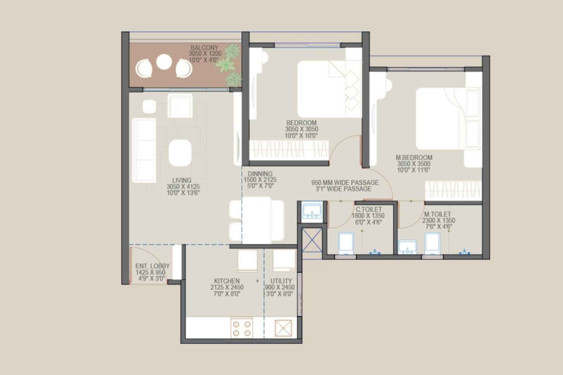 Goyal-My-Home-Sanctuary-Floor-Plan-2-BHK-Classic-638-Sqft