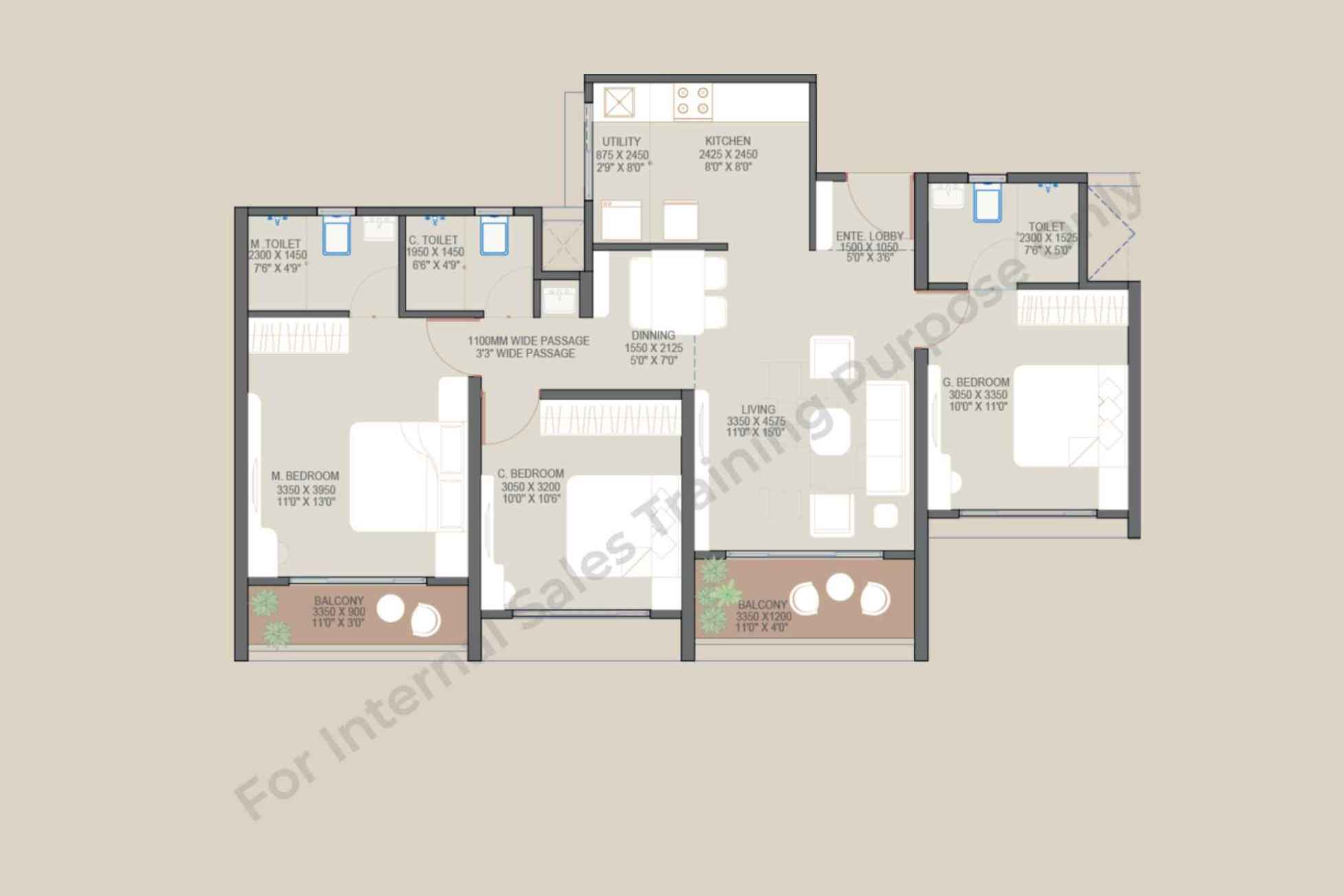 Goyal-My-Home-Sanctuary-Floor-Plan-3-BHK-Premier-924-Sqft